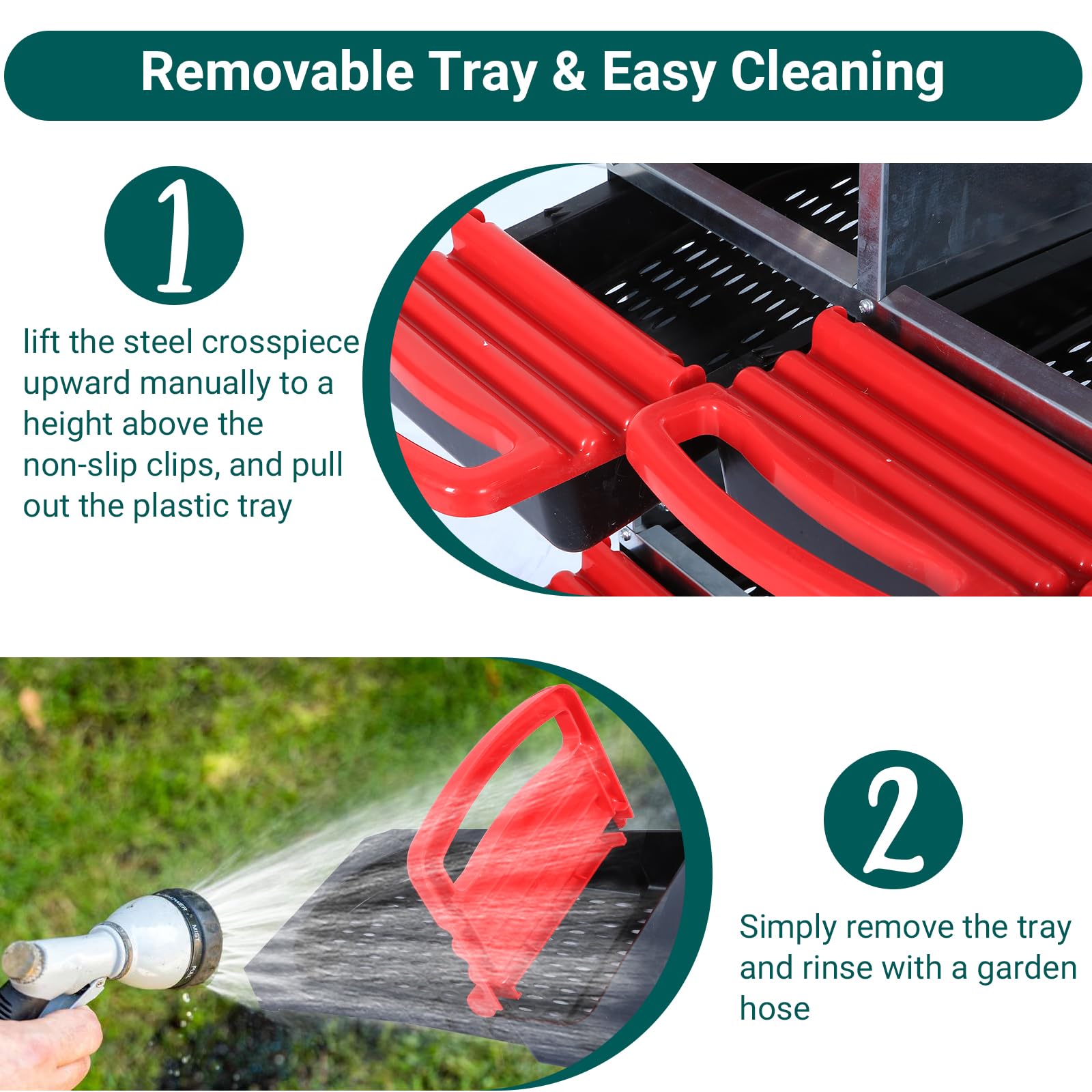 Garvee Caja de Anidación para Pollos 2 Niveles 6 Compartimentos, Acero Galvanizado 0.6mm con Tapa Esmaltada, Techo Impermeable, Bandejas Extraíbles Granjas, Rojo