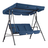 Garvee Silla Columpio Exterior para Porche con Dosel Ajustable, Banco Balancín para 3 Adultos, Estructura de Acero, Azul, Jardín y Patio - Azul