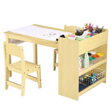 Garvee Mesa De Arte Infantil Con 2 Sillas, Almacenamiento Amplio, Dispensador De Papel, Madera Segura, Estable Y Versátil Para Hogar Y Guardería - Amarillo