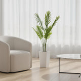 Garvee Palma Artificial Tropical Planta Decorativa de Interior Hojas PEVA Impermeables 131 cm con Maceta Alta Blanca - Geranio