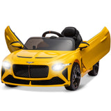 Garvee Coche Eléctrico 12V Bentley Bacalar, Puertas De Tijera Y LED, Suspensión, Control Remoto, Seguridad, Música, 3-6 años, Exterior, Amarillo - Amarillo