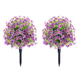Garvee set 2 Árboles Artificiales de Buxo 60cm Pincho Tierra Resistente UV Jardín Porche Verde - Morado