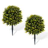 Garvee Set 2 Árboles Topiarios de Sauce Artificiales - Hojas PE y Flores - Resistente UV y Clima - Verde - Jardín y Terraza