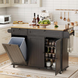 Garvee Carrito de Cocina de Madera con Ruedas para Preparación de Comida en Espacios Pequeños Negro - Negro