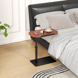 Garvee Mesa Auxiliar en Forma de Ce, Mesa Regulable en Altura para Ordenador Portátil y Sofá con Estructura Metálica, Madera Natural - Marrón Claro