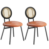 Garvee Juego de 2 Sillas de Comedor Modernas de Ratán con Respaldo Trenzado Asiento Acolchado de 5 cm y Estructura Metálica Negro y Marrón - Marrón & Negro