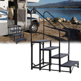 Garvee Escalera Portátil De 4 Pasos Para RV Con Barandillas Antideslizante Acero Reforzado Plegable Para Caravanas Y Piscinas - Negro