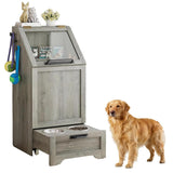 Garvee Gabinete Para Alimentación De Perros Gris - Almacenamiento Espacioso - Diseño Compacto - Material Resistente - Fácil Limpieza - Ideal Para Hogar - Gris