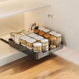 Garvee Organizador de Gabinete Extraíble 40x43x7cm Acero Inoxidable Adhesivo Almacenamiento Cocina Negro - Negro