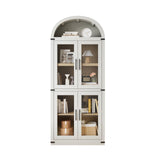 Garvee Estantería Arqueada 72'' con Puertas de Vidrio, 4 Baldas, Madera Blanca, Oficina y Sala, Diseño Moderno - Blanco