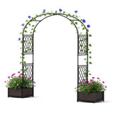 Garvee Arco de Jardín con Doble Macetero, Estructura de Hierro con Revestimiento PE, Resistente a la Intemperie, Decorativo, Fácil Montaje, para Bodas y Jardines - Negro