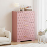 Garvee Cajonera Elegante de Diseño Moderno para Organización Femenina en Habitaciones de Niñas 80x118cm Rosa - Rosa