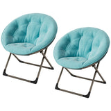 Garvee Silla Saucer de Peluche Sintético con Marco Metálico Plegable, Asiento Flor Grande para Dormitorio y Sala, Gris, 80cm