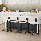 Garvee Juego De 4 Taburetes De Bar Modernos Altura De Mostrador Cuero PU Resistente Al Agua Estructura Metálica Robusta Para Cocina Y Comedor Negro - Blanco