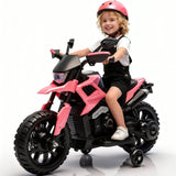 Garvee Moto Eléctrica Infantil 6V para 3-6 Años con Ruedas Estables, Luces LED y Música, Compacta y Segura, Normas CE, Juego Exterior, Rosa Claro - Rosa Claro