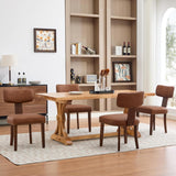 Garvee Sillas De Comedor Modernas Set De 4 Tapizadas En Cuero Respaldo Ergonómico Curvo Marco De Madera Maciza Base Antideslizante Cocina Y Comedor - Marrón