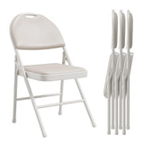 Garvee Sillas Plegables Negras 4 Pack con Asientos Acolchados, Cuero PU, Estructura Metálica Resistente para Cocina y Oficina - Beige