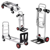 Garvee Carretilla Convertible 2-en-1 Plataforma Plegable Ruedas Industriales Aluminio y Acero Uso en Almacén y Supermercado Capacidad 318 kg - 2 en 1