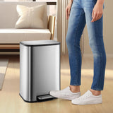 Garvee Cubo De Basura De Cocina 12L Acero Inoxidable Con Tapa De Cierre Suave Y Cubo Interior, Diseño Rectangular Para Hogar Y Oficina, Compacto Y Elegante - 
