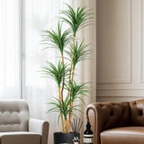 Garvee Árbol Artificial Dracaena 183 cm, Planta Falsa Realista, Tronco de Madera Natural, Decoración Interior para Sala y Oficina, Verde - 1.83 m