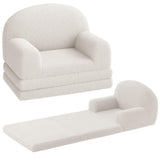 Garvee Sofá Infantil Convertible 2-en-1 con Espuma Alta Densidad y Sherpa Suave, Beige Moon, para Niños en Sala o Dormitorio - Luna Beige