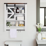 Garvee Gabinete de Medicina para Baño con Puerta Corredera Tipo Granero, Estante Ajustable, MDF Resistente, Montaje en Pared, 60 × 20 × 74 cm, Blanco