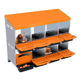 Garvee Caja de Nido para Pollos 8 Compartimentos, Acero Galvanizado PP, Mango de Plástico, Sistema Roll Away, Montaje en Pared, Material Limpio Duradero, Naranja - Naranja