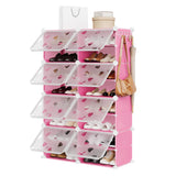 Garvee Organizador De Zapatos Expandible 8 Niveles 32 Pares Con 2 Ganchos Para Entrada Y Armario, Diseño Delgado, Plástico PP Resistente - Rosa