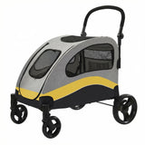 Garvee Carrito Extra Grande para Perros con Marco de Tubo de Acero, Ruedas con Frenos y Absorcin de Impactos, Diseo Plegable, Mango Ajustable - Ideal para Paseos - Amarillo