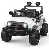 Garvee Coche Eléctrico 12V, Cinturón de Seguridad, Luces LED, Bluetooth, Control Remoto, Estilo Off-Road, 3-6 años, Interior y Exterior, Blanco - Blanco