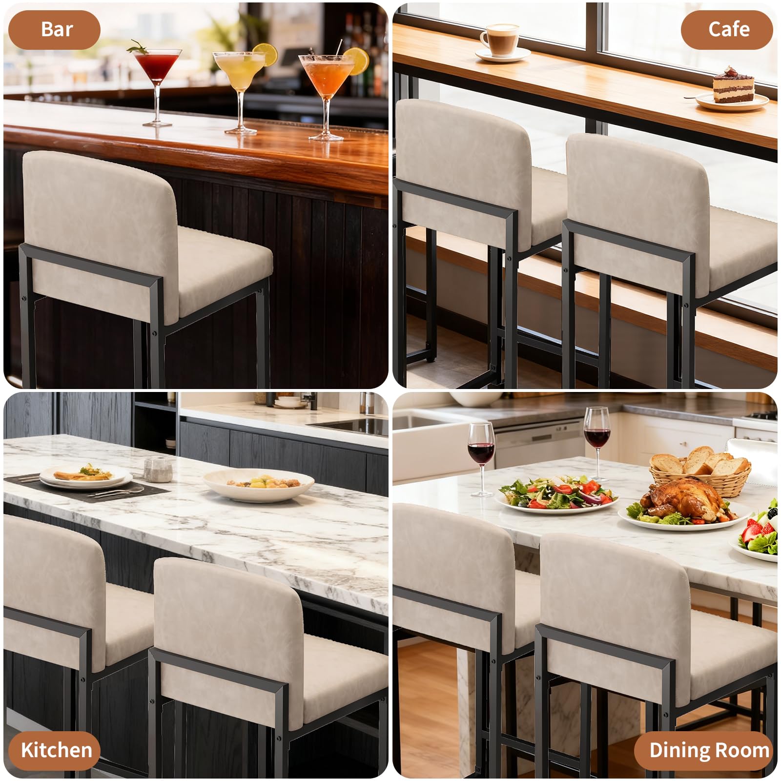 Taburetes de diseño elegante para isla de cocina Garvee