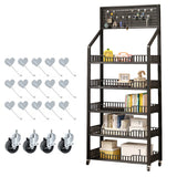 Garvee Carro De Cocina Con 5 Estantes Ruedas 360° Acero Carbono Diseño De Malla 60x27x170 cm Negro Para Hogar Y Tiendas