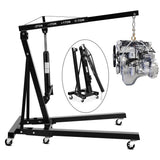 Garvee Grúa Plegable para Motor 2 Toneladas con Sistema Hidráulico Potente y Ruedas Giratorias, Acero Resistente, Compacta y Ajustable para Talleres y Garajes - Negro