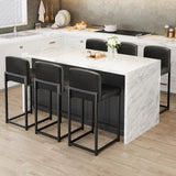 Garvee Juego de 6 Taburetes de Bar de 61 cm para Mostrador con Asiento Acolchado en Cuero PU y Estructura Metálica Negro - Negro