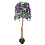 Garvee árbol artificial de Vid Morada 152.4cm Seda Realista con maceta de cemento para decoración interior hogar oficina - Morado