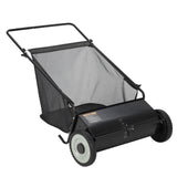 Garvee Barredora de Césped Manual 53,3 cm con Cepillos Giratorios, Capacidad 99,1 L, Ajuste de Altura, Bolsa Resistente para Jardín y Patio - Negro