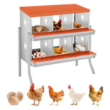 Garvee Caja de Anidación para Gallinas 6 Compartimentos con Patas, Acero Carbono Galvanizado, Protección Fácil Limpieza, Estable Gallineros, Rojo - Azul