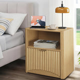 Garvee Mesilla de Noche de 58 cm con 1 Cajón y Diseño de Ondas Moderno Mesa Auxiliar para Dormitorio y Sala de Estar Color Roble