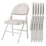 Garvee Sillas Plegables 6 Pack con Cojín PU y Respaldo, Metal Estable, Apilables para Camping y Oficina, Beige - Beige