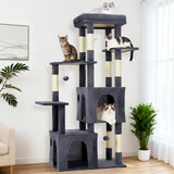 Garvee Árbol para Gatos Multi-Niveles 155 cm para Gatos Grandes, Torre Resistente con Percha Extra Grande, Gris Oscuro, Interior - Gris Oscuro
