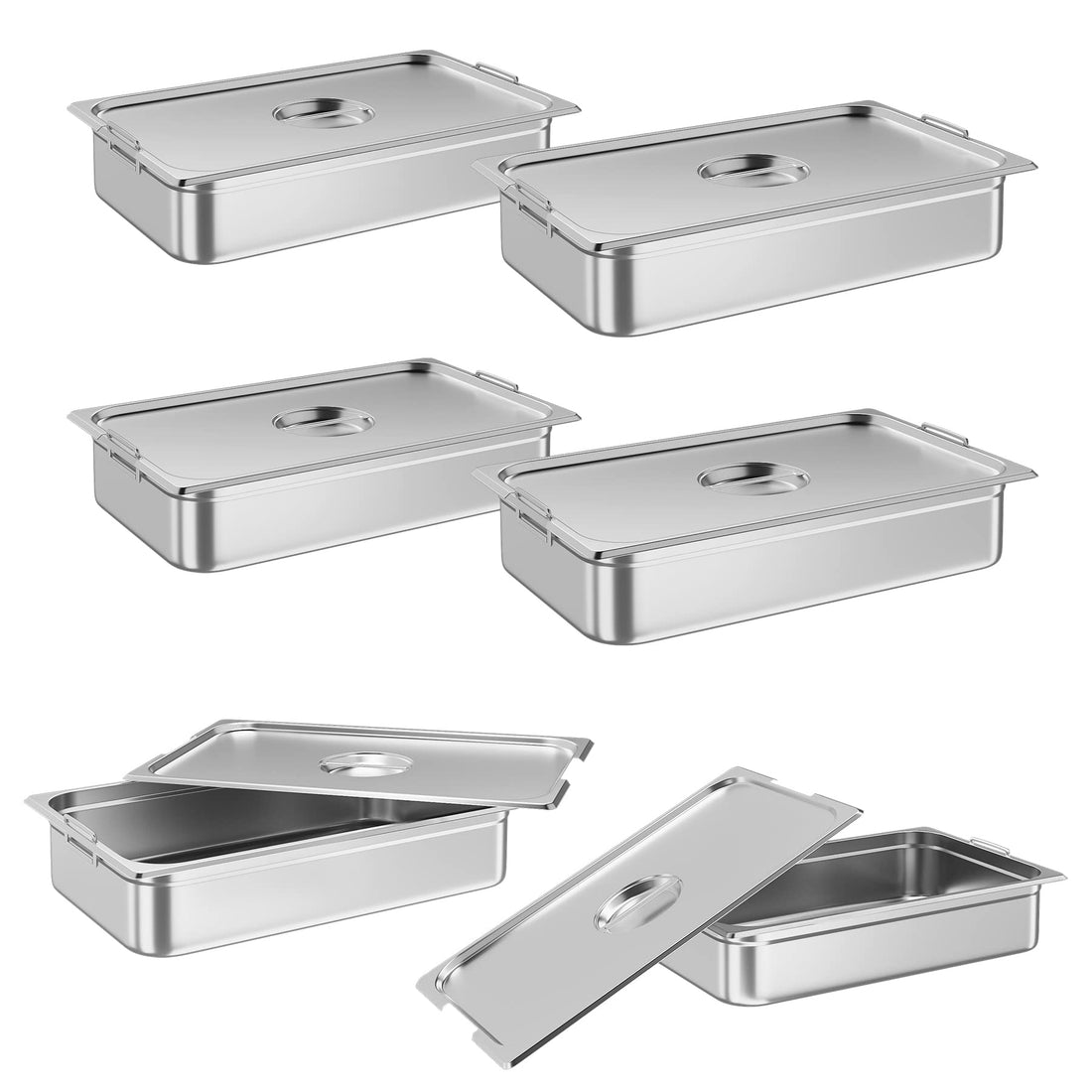 Garvee 6 Pack Full Size Food Pan Acero Inoxidable 10 cm Deep para Catering y Hoteles NSF Certificado