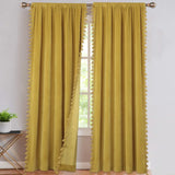 Garvee Cortinas de Terciopelo Amarillas 107×244 cm Pares para Sala y Dormitorio, 100% Poliéster, Borlas Boho, Aislantes y Oscurecedoras
