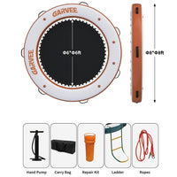 Garvee Hamaca Inflable Acuática Redonda de 244 cm, Plataforma Flotante de PVC Marino de Doble Zona con Malla Central de 183 cm, Escalera Desmontable y Cuerda de Anclaje, Blanco y Naranja