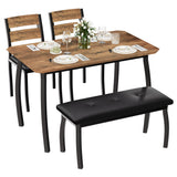 Garvee Juego De Comedor Para 4 Con Banco Tapizado Y 2 Sillas, Estilo Industrial Moderno, Madera Y Metal, Ahorra Espacio, Ideal Para Apartamentos Vintage - Vintage