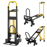 Garvee Carretilla 3 en 1 para Escaleras, Ruedas para Subir Escaleras, Capacidad 363 kg, Plegable, Hogar y Oficina, Negro - Amarillo & Negro（Subeescaleras