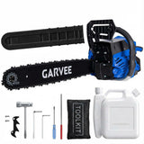 Garvee Motosierra de Gasolina 58cc: Motor Profesional de 2 Tiempos, Espada de 50 cm y Sistema Anti-Vibración - Azul