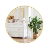 Garvee Espejo Redondo 51 cm Marco Metálico Dorado para Baño y Dormitorio Vidrio 5mm Fácil Instalación Resistente a Explosiones - Dorado