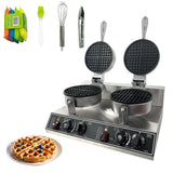 Garvee Máquina De Waffles Comercial 2400W Doble Cabezal Acero Inoxidable Antiadherente Para Restaurantes Y Hogar 7.28in
