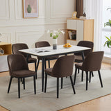 Garvee Juego De 6 Sillas De Comedor Tapizadas En Lino Con Respaldo Envolvente Y Cojines Gruesos Para Cocina Y Sala Madera Estabilidad - Café