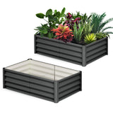 Garvee Kit de 2 Camas de Jardín para Cultivo de Vegetales en Exterior 180x90x30cm Gris Oscuro - Gris Oscuro